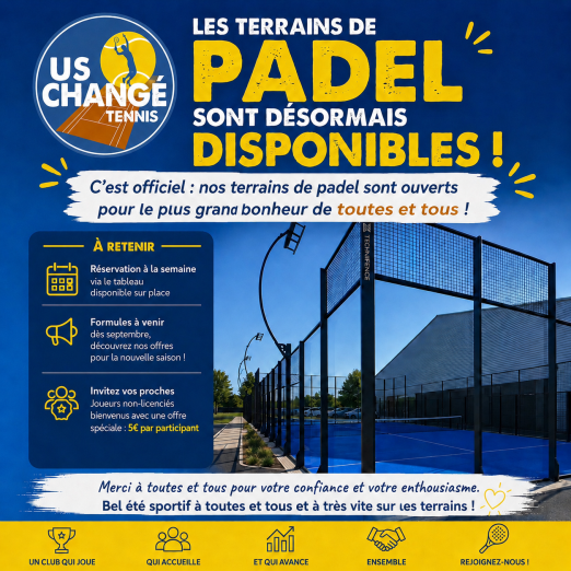 Les terrains de padel sont disponibles !!