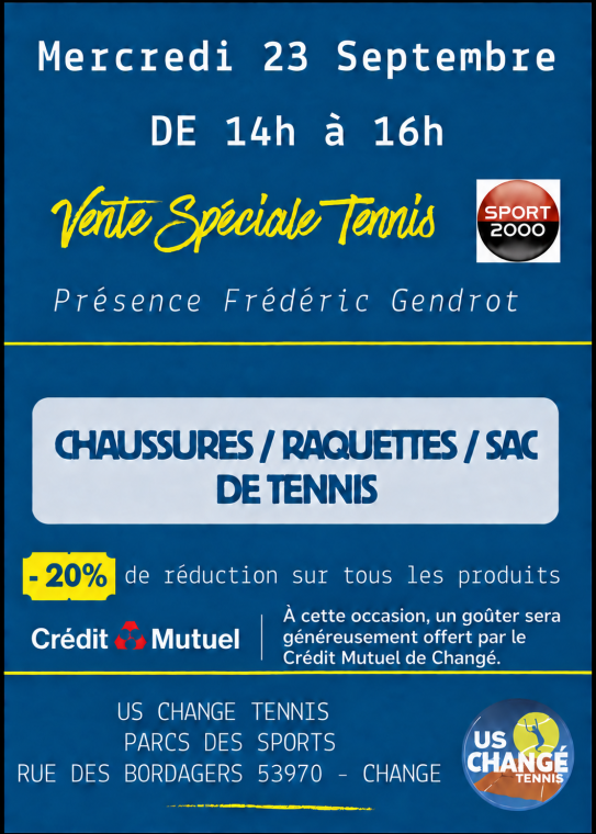 Vente spéciale Sport 2000 au club 🎾
